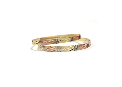 Three Tone Plated | Diamond Cut Bangles